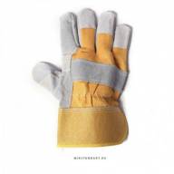 Перчатки спилковые пятипалые комбинированые Ангара серые - Перчатки спилковые пятипалые комбинированые Ангара серые